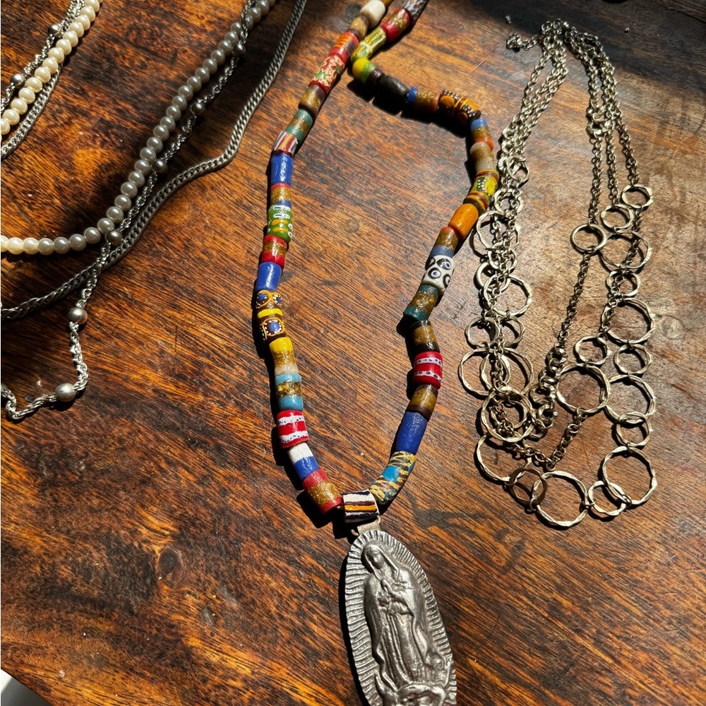 Silver our lady of Guadalupe (Mary) statement necklace sand casted - Picture 12 of 17